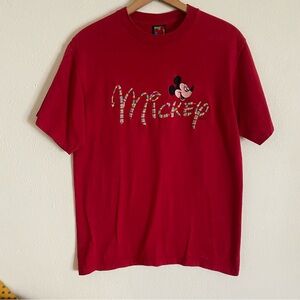 Vintage 90s Disney Mickey Mouse Red Tshirt Large
